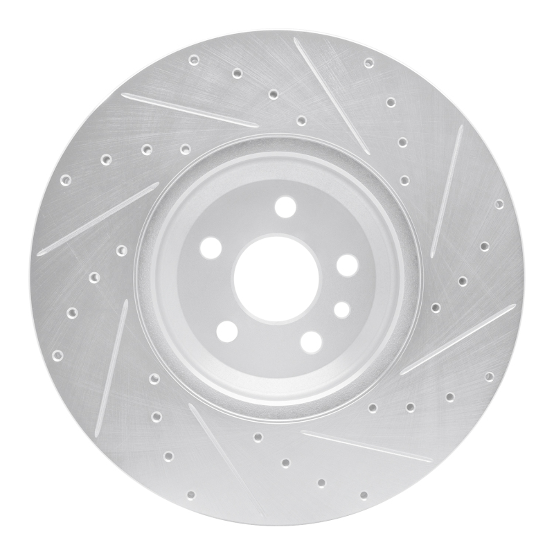 Jaguar E-Pace Brake Rotor (1) - Front Left - R1 Concepts - Drilled & Slotted - Silver - `20-`25